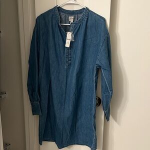 J. Crew Denim Blue Button Down Dress size medium New!